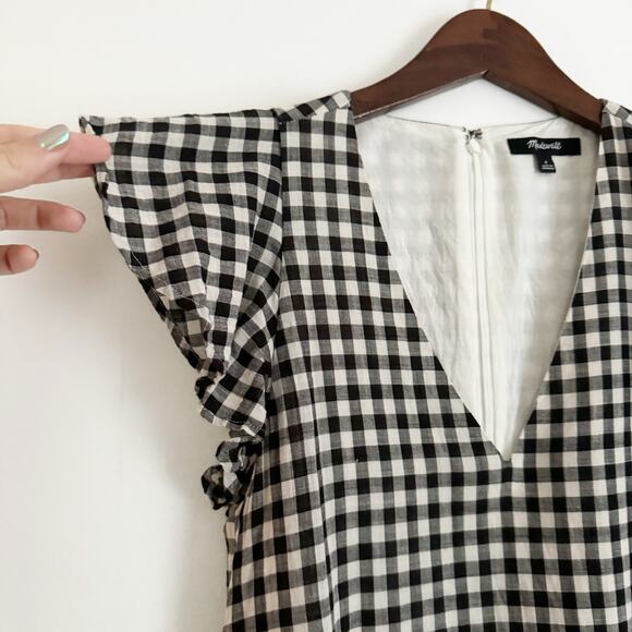 MADEWELL Gingham Flutter Sleeve Mini Dress 0 - Picture 5 of 8